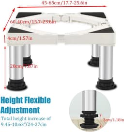 Wasmachine Verhoger - Wasmachine Opbouwmeubel - Wasmachine Sokkel - Anti Slip & Verstelbaar - Ook voor Droger, Koelkast en Vriezer - 350 Kg Draagkracht - 4 Poten - Hoogte 24 - 27 cm - van Imperatoris — thumbnail 2
