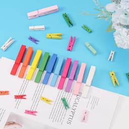 Houten Knijpers - Kleine Clips Decoratief - Foto's Ophangen - Niet-Markeren Tanden - 7 cm Lengte - Veelkleurig Set — thumbnail 2