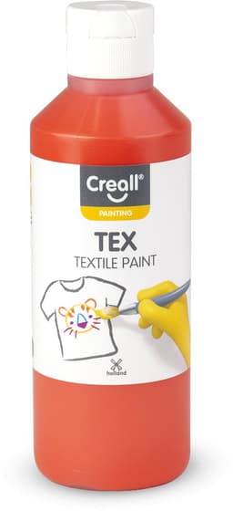 Creall Tex - Textiel- & Stoffenverf - Oranje - 250ml - Machine wasbaar na fixatie - Voor T-shirts, jeans, schoenen, stoffen tassen, meubels en auto-interieurs/hemelbekleding - Gemaakt in NL - Glutenvrij — thumbnail 1