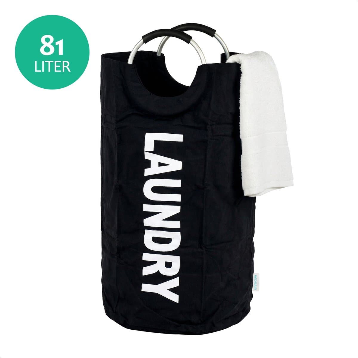 Wonair Wasmand – Waszak – Opvouwbaar – 81L – Zwart — afbeelding 1