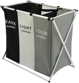 Linkforu - Oxford Stoffen Wasmanden - Sorteerder - Wasboxen – Opvouwbaar – 138 Liter - 3 Delig – 3 kleuren - Zwart- Beige – Grijs — thumbnail 2