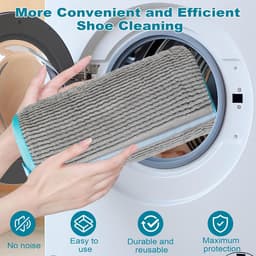 Famanu – Schoenwaszakken - wasmachinebestendig - herbruikbaar - 360° reinigingspluisjes met verborgen ritssluiting - voor sneakers - tennisschoenen en schoenen (grijs) — thumbnail 5