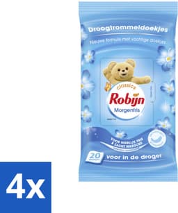 4 x Robijn Droogtrommeldoekjes Morgenfris 20 stuks per verpakking - Droogtrommeldoekjes - Wasgoed Drogen - Frisse Geur - Wasgoed Verzorgen - Kleuren Beschermen — thumbnail 1