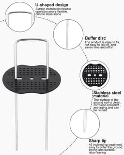 Grondankers voor Tent en Tuin - 50 Stuks met Bufferschijven - 150 mm Lang, Roestvrij Staal — thumbnail 4