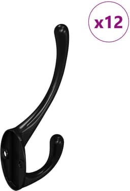 vidaXL - Kledinghaak - 12 - pcs - Zwart - 102 - x - 29 - x - 47mm - Zink - Legering — thumbnail 1