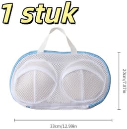 1 stuk - Waszak van mesh voor de wasmachine - Vormvaste waszak voor ondergoed - Geschikt voor het wassen van ondergoed - 33*20 cm - Wit — thumbnail 1