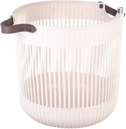 KADAX Grote opbergmand 40 x 32 cm, organizer voor woonkamer, kinderkamer, badkamer, speelgoedmand met hengsels, plastic wasmand (crème) — thumbnail 1