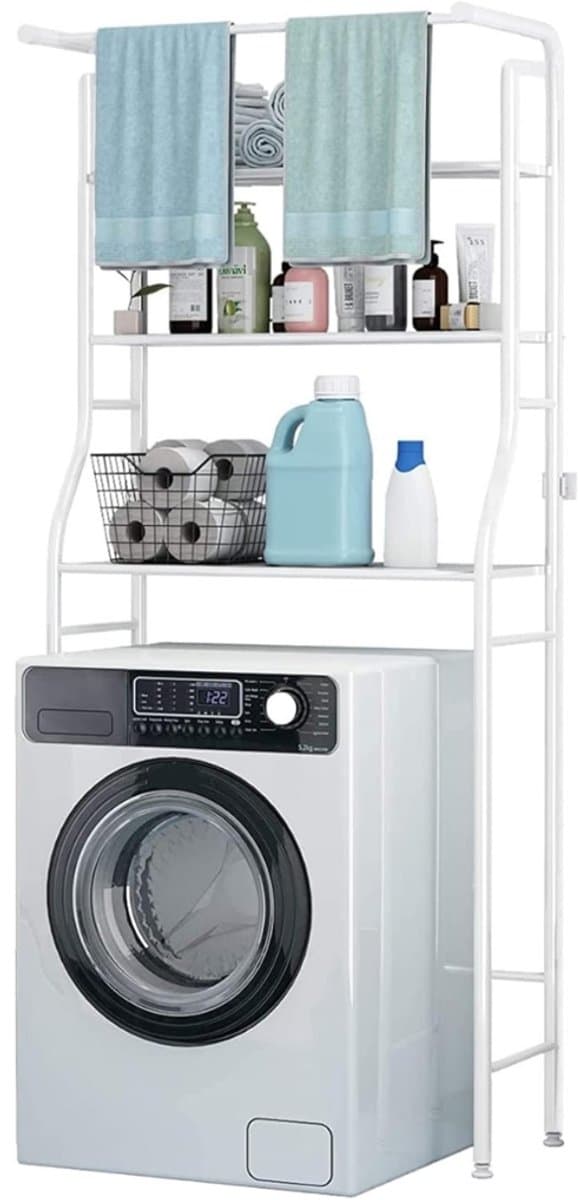 Wasmachine Kast Ruimtebesparende Ombouw Met Opbergplank – Wasmachine Ombouw Met Verstelbare Hoogte & Stabiel Frame – Wasmachine Rek Multifunctioneel Voor Badkamer Of Wasruimte — afbeelding 1