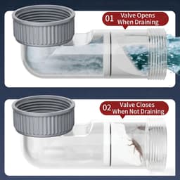 Sifon Afvoerbuis - Ruimtebesparend Flexibel - Keuken Wastafel - 360° Instelbaar Geurafsluiting - 1 1/4 inch - Grijs — thumbnail 2