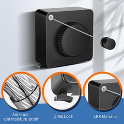 Uittrekbare waslijn 4,8 m voor balkon en badkamer – Space-saving wandmontage wasoplossing — thumbnail 2