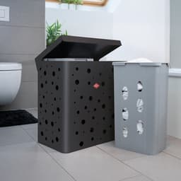 WESCO Wasmand Duo 1 met Inzet | 64 Liter | Duo Wasbox (2x32 Liter) | Metaal - Mat grafiet | Waskorf — thumbnail 2