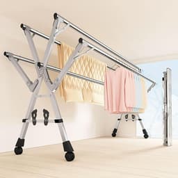 Opvouwbaar Wasrek - Kledingdroger Wielen - Buiten Droge Kleding - Verstelbare Lengte - Tot 240cm — thumbnail 2