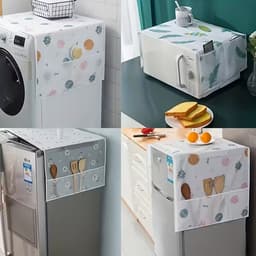Koelkast Afdekhoes met Opbergvakken – PEVA Waterdicht, Olie- en Stofdicht – Multifunctionele Koelkast Cover met Hangende Opbergtas – Voor Koelkast of Wasmachine – 130×55 cm – Small Planet Design — thumbnail 4