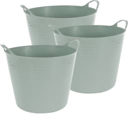 Excellent houseware flexibele wasmand - 3x - groen - 27 liter - kunststof - 42 x 40 x 35 cm — thumbnail 1