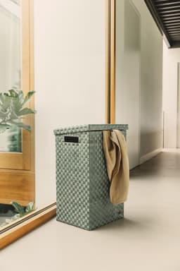 Handed By - Wasmand met deksel - Opbergmand - 81 liter - Cube XL -lichtgroen - eucalyptus — thumbnail 2