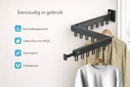 Bene Vivere® Inklapbaar Wanddroogrek – Ruimtebesparend en Duurzaam Droogrek voor Efficiënt Drogen — thumbnail 4