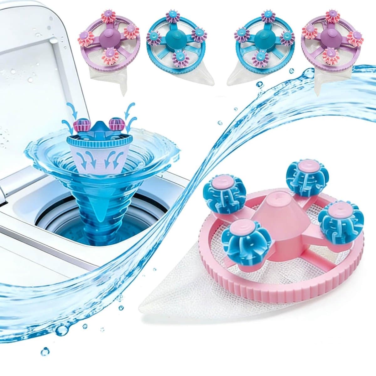 Universele Wasmachine Filter Zakjes 4 stuks - Verzamelt Haren, Pluis en Vuil in de Wasmachine-Belle's product — afbeelding 1
