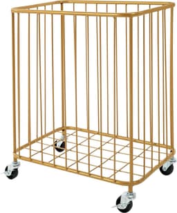 Wasmandwagen - Kledingwagen - Kleding sorteren - Grote metalen mand - 40x25x47 cm - Goud — thumbnail 2