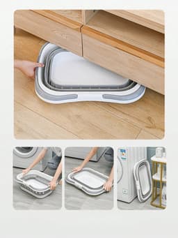 Opvouwbare Wasmand - Laundry Basket - Sterke - Met Duurzame Kunststof Handgrepen - Lichtgewicht - Voor Eenvoudige Opslag - 29 x 20 x 15 cm — thumbnail 2