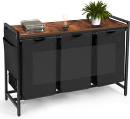 ApexArte® Wasmand 3 Vakken - Wassorteerder - 150 L - Vintage Bruin-zwart — thumbnail 1