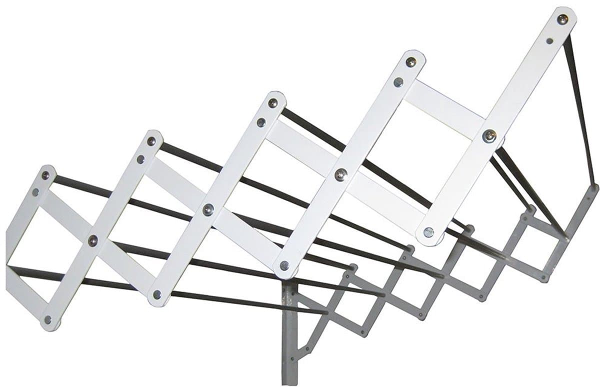 Uitklapwasrek met 10 barren (scharnier staal afgewerkt met witte epoxy coating/barren aluminium) 1.40cm — afbeelding 1