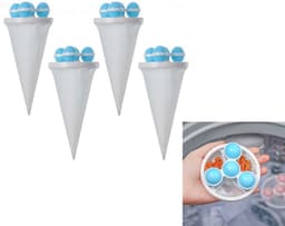 4-Stuks Wasmachinehaarverwijderaar - Wasmachinefilterzak - Drijvend pluizenfilter - Haarverzamelaar - Waspluizenzak - Herbruikbaar - Geschikt voor het reinigen van kleding， knuffels en autostoelkussens - Blauw — thumbnail 1