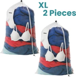 NORDIX Waszak Groot XL - 60x90CM - Waszakken - 2 Stuks - Laundry Bag - Wasnet - Waszakje - Treksysteem - Trekbandsluiting - Polyester - Schoenenzak - WHITE — thumbnail 1