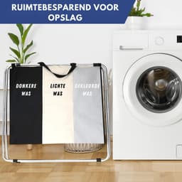 SNJY® Wasmand 3 Vakken - Wassorteerder - Wasbox Kledingmand - 40L x 72B x 55H centimeter - 180 L - Zwart/Wit/Grijs — thumbnail 4