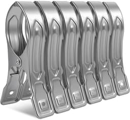 EXCITAT Wasknijpers - Handdoekklemmen - Winddichte clips - Strandhanddoekklemmen - Metalen clips voor wasgoed, strandlakens en dikke kleding - 6 stuks — thumbnail 1
