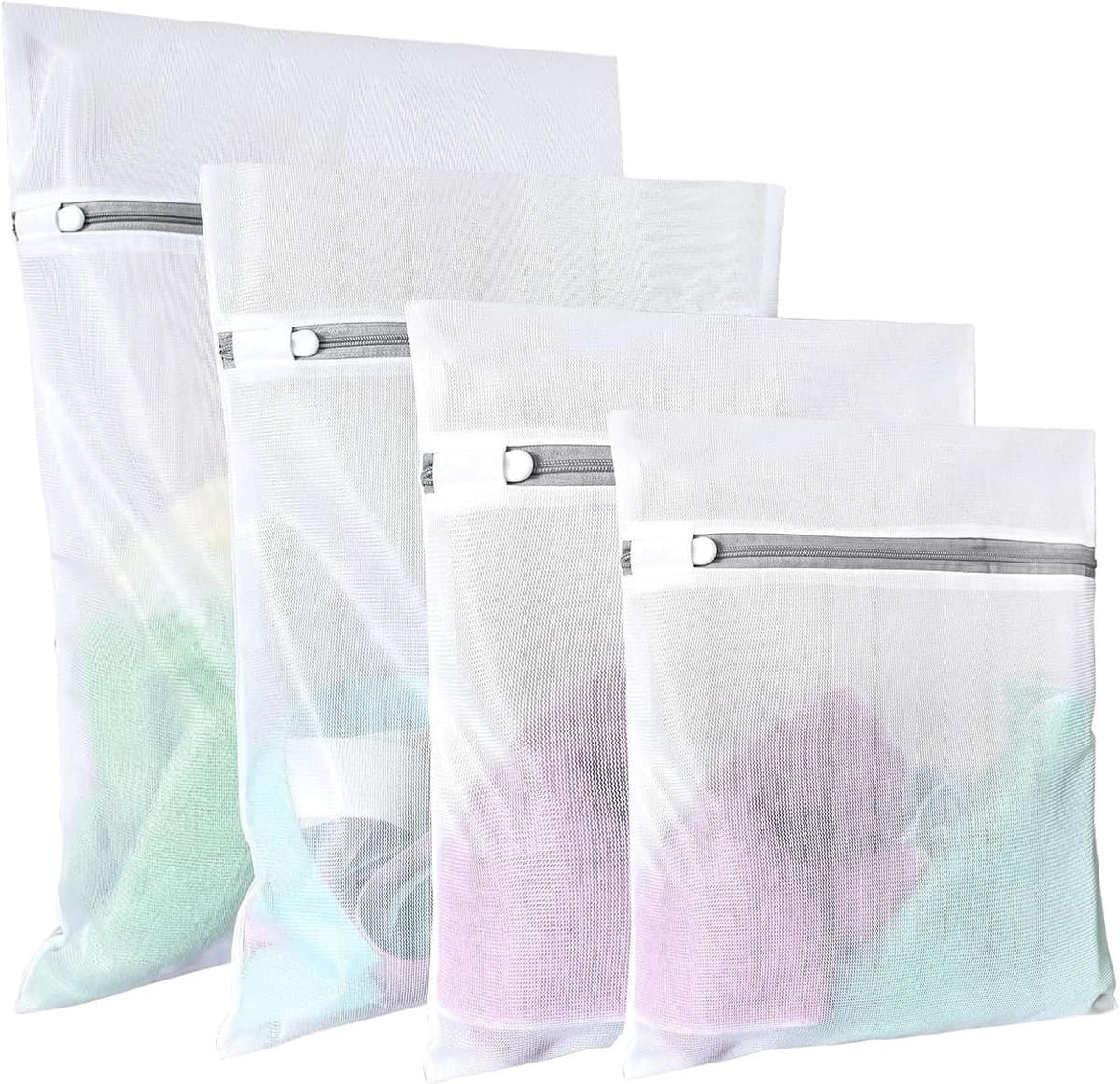 Wasnetten Set 4 Stuks - Extra Grote Reis Waszakken met Rits - Beschermende Zakken voor BH's en Babykleding - Ideaal voor Reizen en Thuisgebruik — afbeelding 1