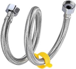 2-delige gevlochten hogedrukslang - Slang voor boilers, explosieveilige slang - Bestand tegen hoge temperaturen - Geschikt voor kraaninlaat - 304 slang met dubbele uiteinden [60 cm] [Gegalvaniseerde stalen dop] — thumbnail 5