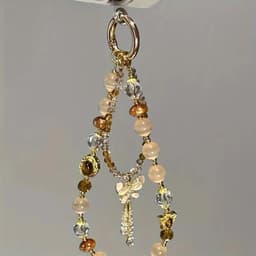 Telefoon - Sieraad - Hanger - Gsm - Ketting - Pols - Kralen - Vlindertje - Goud kleurig — thumbnail 1