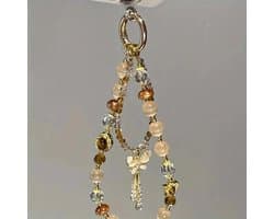 Telefoon - Sieraad - Hanger - Gsm - Ketting - Pols - Kralen - Vlindertje - Goud kleurig