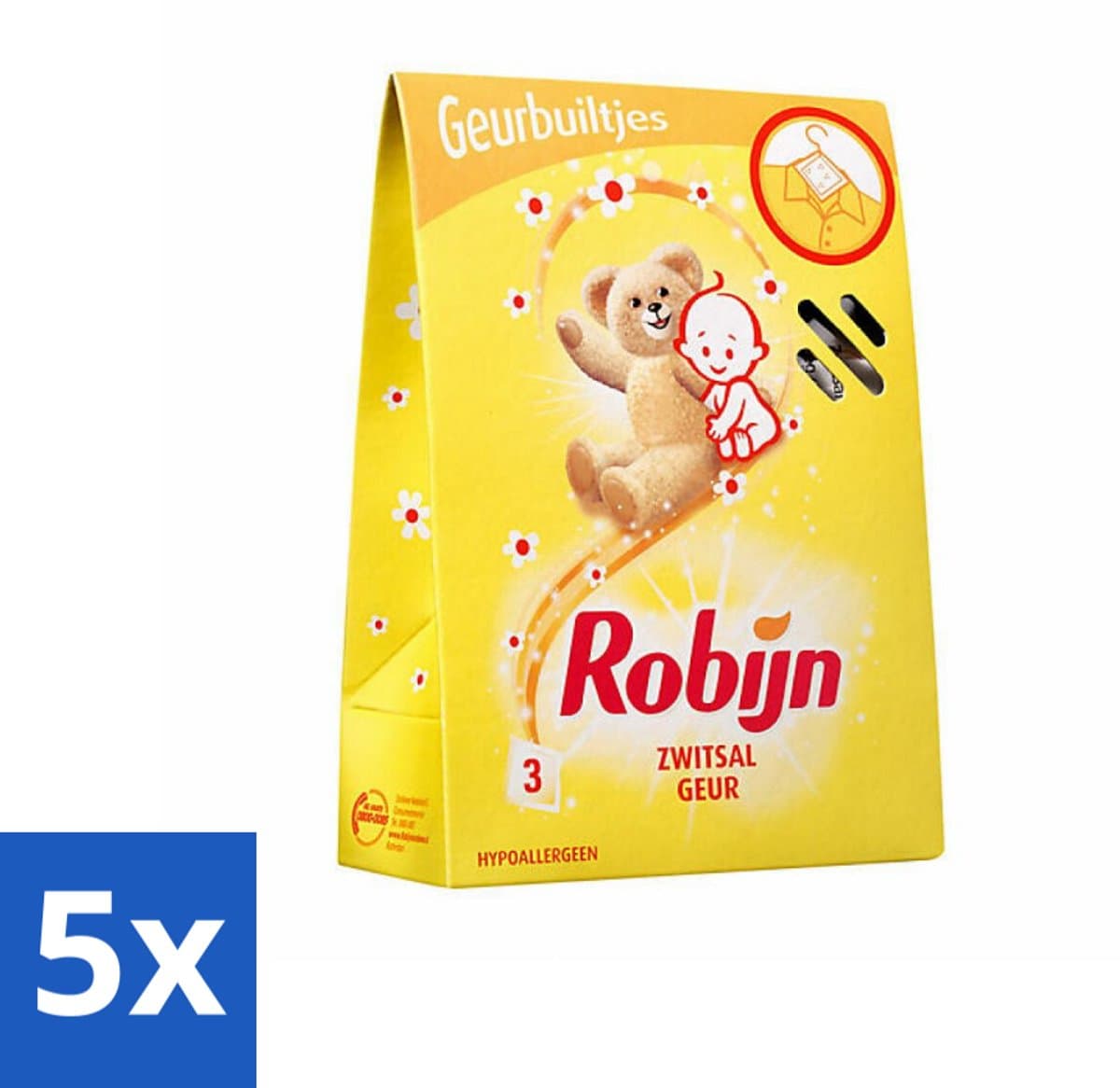5 x Robijn Geurbuiltjes Zwitsal 3 stuks per verpakking - Zwitsal Geur - Babygeur - Geurbuiltjes - Kastgeur - Ladegeur — afbeelding 1