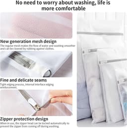 3 Pack Waszakken - Netwaszakken - Wasnetten - Wasnet Groot -Grote duurzame zakken - Delicate kleding - Perfect voor wasmachines - Jassen - Jeans - 30x40 - Huishoudelijk accessoire — thumbnail 4