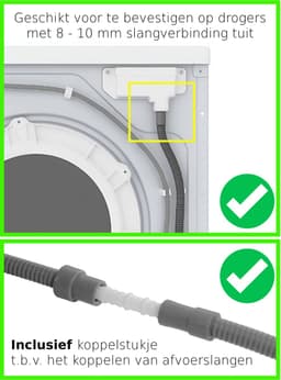 Dparts condensafvoerslang - 1,5 meter - 8mm x 10mm - afvoerslang voor condensdroger - condensafvoer droger droogkast warmtepompdroger wasdroger - condensslang 1,5m — thumbnail 2