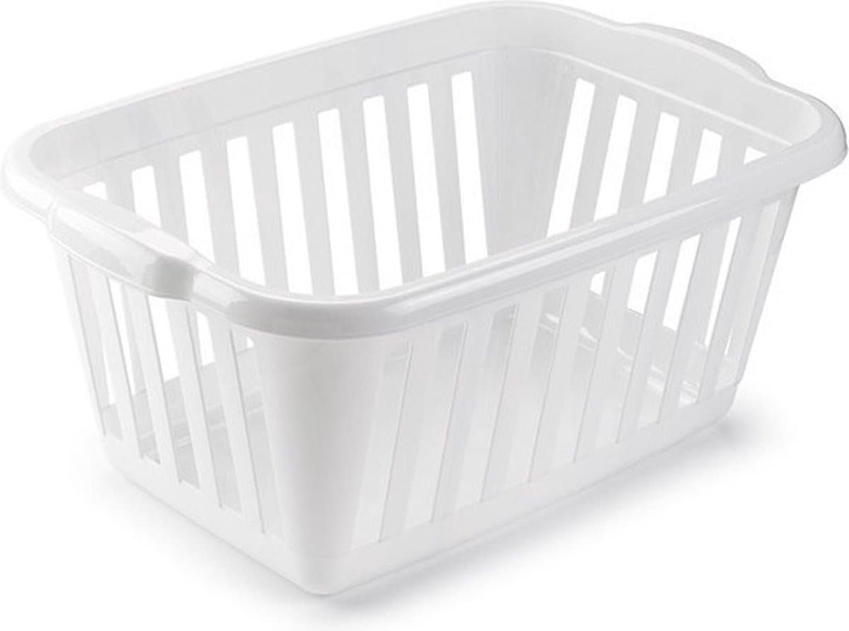 Plasticforte Wasmand - wit - kunststof - 40 liter - 60 x 40 x 26 cm - manden voor wasgoed - opbergmand — afbeelding 1