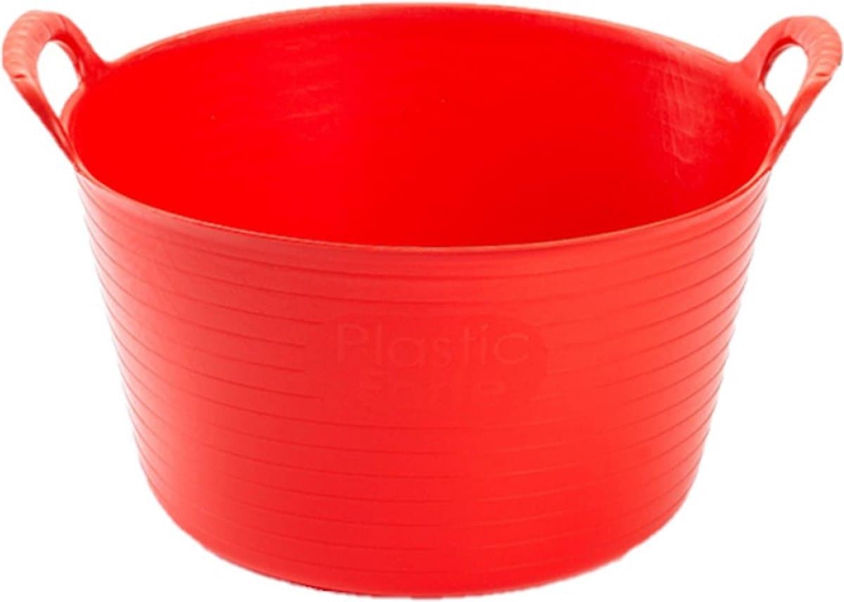 Plasticforte flexibele emmer/kuip - 2x - rood - kunststof - rond - 56 liter - 60 x 53 x 38 cm - wasmanden - tuinafval - speelgoed — afbeelding 1