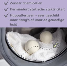 CleanBee® Drogerballen XXL 3 stuks in handig katoenen bewaarzakje - Wasverzachter - Duurzaam - Droogballen - Wasbol - Dryer balls - Ecologisch - 100% wol — thumbnail 3