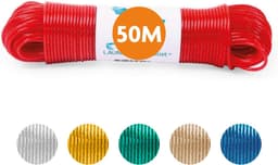 LaundrySpecialist Waslijn - Waslijndraad - Wasdraad - Waslijndraad met stalen kern - 50 meter met stalen kern - Rood — thumbnail 1