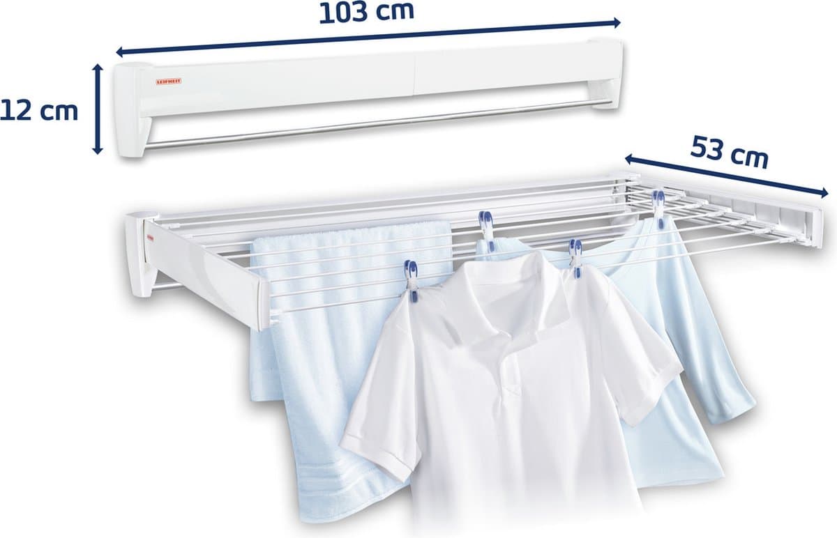 Leifheit wanddroogrek Telegant 81 Protect Plus - 8,1 m drooglengte - ophangbaar - wit — afbeelding 1