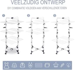 Wasrek Inklapbaar Op Wieltjes - Wasrek Staand - Droogrek Op Wieltjes - Wasrek Op Wieltjes — thumbnail 4