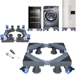 Verstelbare Wasmachine Verhoger 41cm-64cm - Met 4 Paar Zwenkwielen En 4 Stelpoten - Geschikt Voor Grote Wasmachines Wasmachine verhoger — thumbnail 1