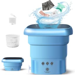 Elution Campingwasmachine - 45 liter mini reiswasmachine - antibacterieel - blauw licht - opvouwbare wasmachine - ondergoed sokken - babykleding - blauw — thumbnail 1