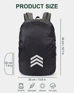 Rugzakhoes, 30-40 l, 1 stuks regenrugzakhoes met reflecterende strepen en verstelbare antislip gesp voor trekking, school, fietsen — thumbnail 5