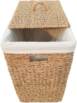 Rechthoekige opbergmand met deksel – zeegras – 90 liter – naturel — thumbnail 1