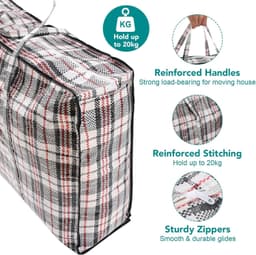 Set van 5 Waszakken voor Kleding, Opbergzakken en Verhuiszakken - 80 x 60 x 11 cm, Duurzaam en Ruimtebesparend — thumbnail 2