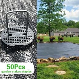 50 grondankers met 50 ringen voor de tuin, gegalvaniseerde stalen pinnen voor zeilen, onkruiddoeken en tenten, 150 x 40 mm, diameter 2.5 mm — thumbnail 2