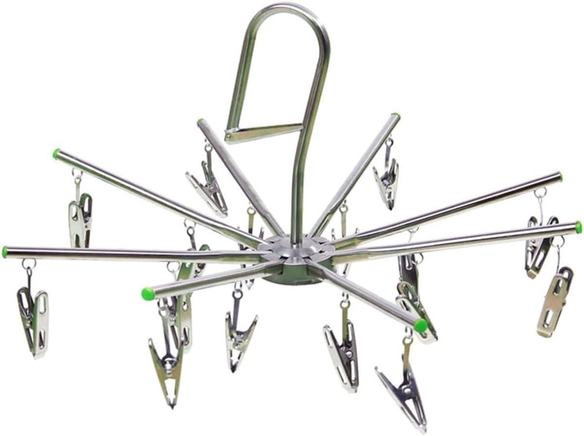 Dailygoods- Sokkendroger Draaibaar - Opvouwbaar - Antislip - Winddicht - Roestvrij Staal - 39 cm Diameter - Waslijn — afbeelding 1
