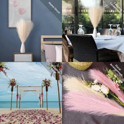 30 stuks kunstmatig pampasgras lila (55 cm) – Flauwe droogbloemen decoratie voor vaas – Boho kunstbloemen & kunstplanten voor woonkamer, tafeldecoratie & bruiloft (klein, pluisvrij) — thumbnail 5